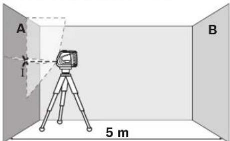 BOSCH GLL 2-50 Professional - Vaakasuoran linjan korkeustarkkuuden tarkistus - 1