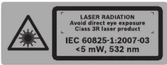 LASER RADIATION Avoid direct eye exposure Class 3R laser product IEC 60825-1:2007-03 <5 mW, 532 nm