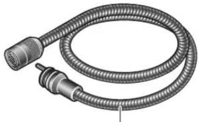 Illustration of a coiled cable with two connectors (no text or symbols)