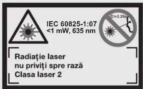 IEC 60825-1:07 <1 mW, 635 nm Radiatie laser nu priviți spre rază Clasa laser 2