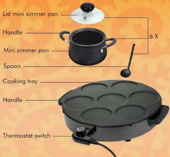 Lid mini simmer pan Handle Mini simmer pan 6 X Spoon Cooking tray Handle Thermostat switch