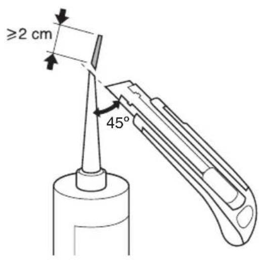 ≥2 cm 45°