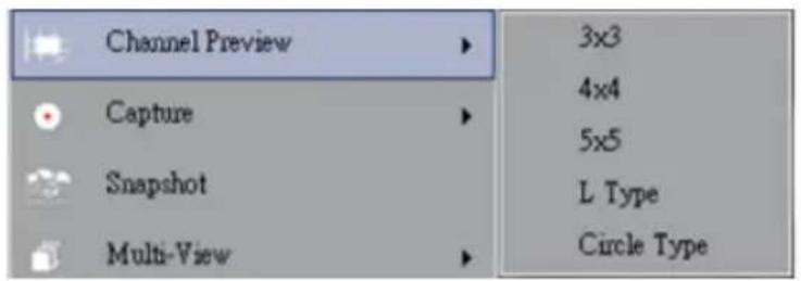 Channel Preview Capture Snapshot Multi-View 3x3 4x4 5x5 L Type Circle Type