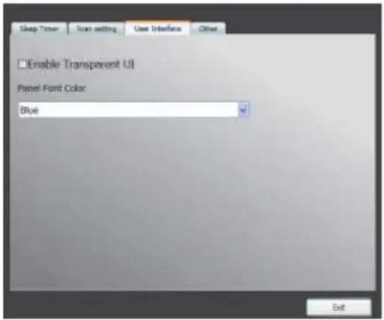 Sleep Timer Scan setting Use Interface Other Enable Transparent UI Panel Font Color: Blue Exit