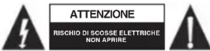 ATTENZIONE RISCHIO DI SCOSSE ELETTRICHE NON APRIRE
