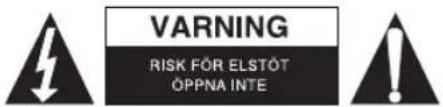 WARNING RISK FÖR ELSTÖT ÖPPNA INTE