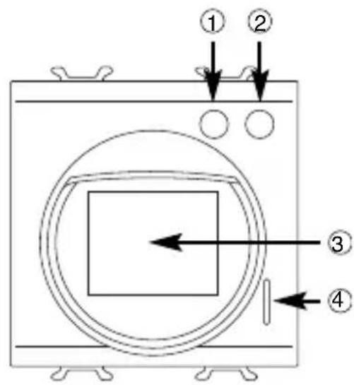 Diagram of a device casing with numbered components and directional arrows indicating flow or movement.