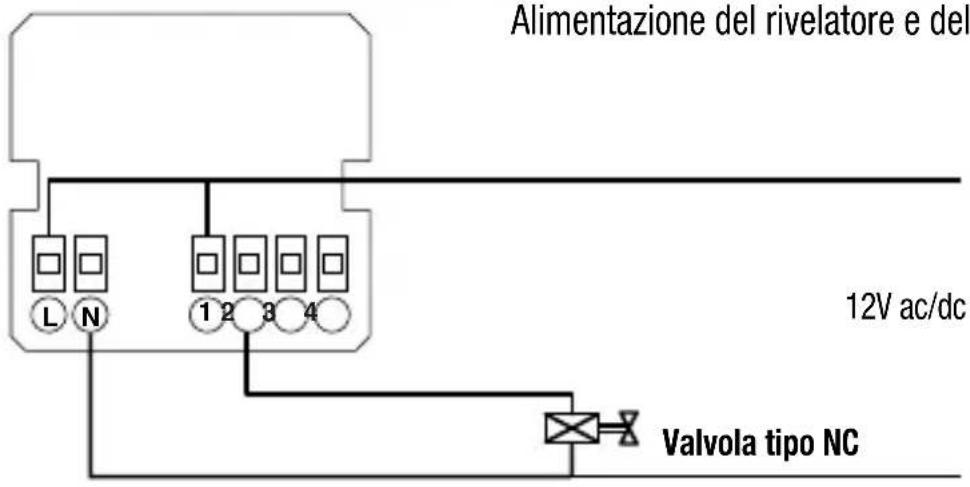 Alimentazione del rivelatore e del 12V ac/dc Valvola tipo NC