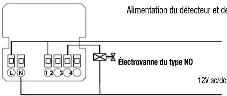 Alimentation du détecteur et de Électrovanne du type NO 12V ac/dc
