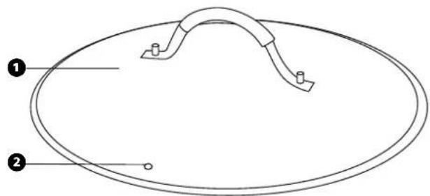 Diagram of a curved pipe or tube with labeled parts, showing two numbered annotations.