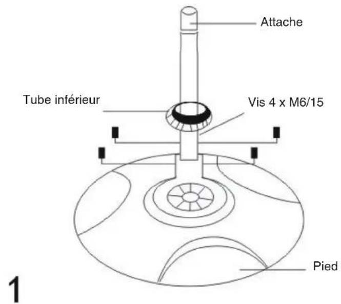 Attache Tube inférieur Vis 4 x M6/15 Pied 1
