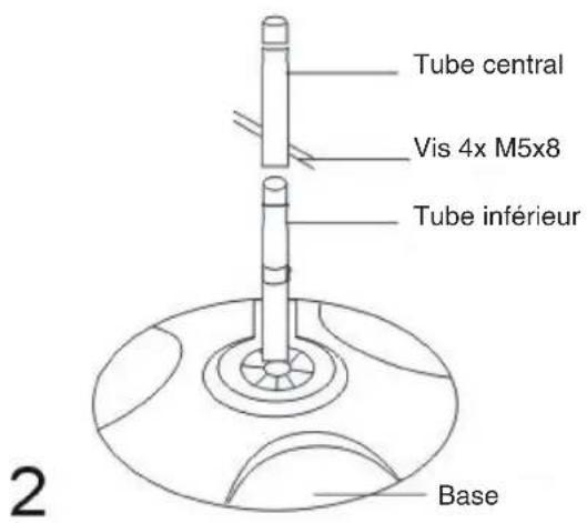 Tube central Vis 4x M5x8 Tube inférieur Base 2