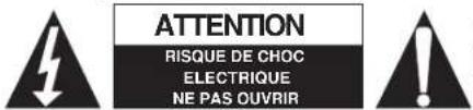ATTENTION RISQUE DE CHOC ELECTRIQUE NE PAS OUVRIR