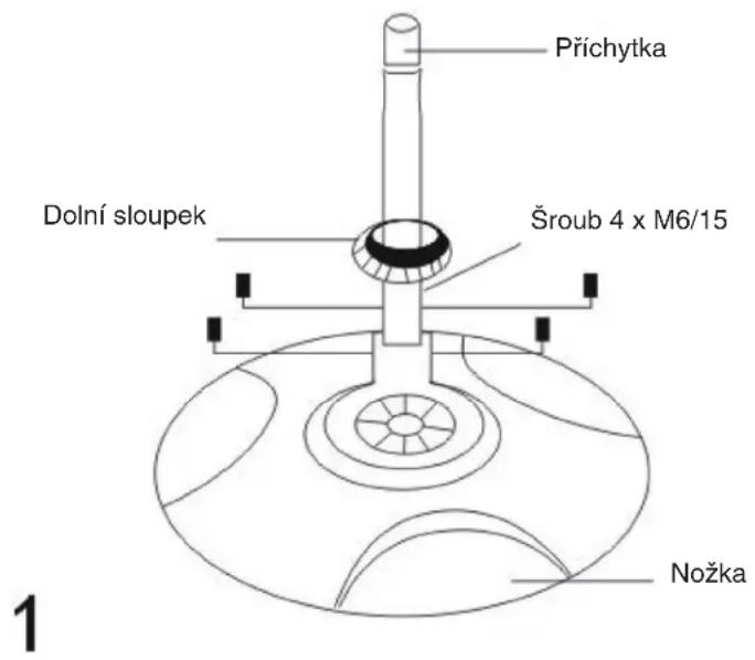 Přichytka Dolní sloupek Šroub 4 x M6/15 Nožka 1
