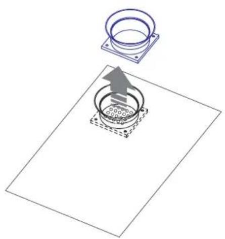 Diagram showing a mechanical assembly with a cylindrical component and a rotating ring, no text or symbols present.
