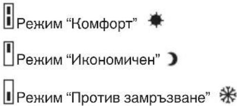 Режим "Комфорт" Режим "Икономичен" Режим "Против замръзване"