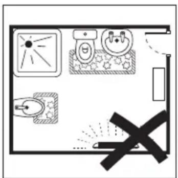 Floor plan diagram with lighting fixtures and a black X symbol indicating no lighting or fire
