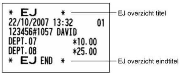 * EJ * —— EJ overzicht titel 22/10/2007 13:32 01 123456#1057 DAVID DEPT.07 *10.00 DEPT.08 *25.00 * EJ END * —— EJ overzicht eindtitel