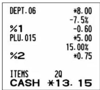 SHARP XE-A113B - Calcul d'un pourcentage pour des entrées d'articles - 2