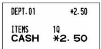 DEPT.01 *2.50 ITEMS 1Q CASH *2.50