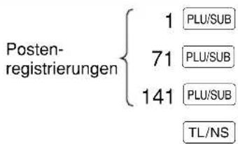 Posten- registrierungen { 1 PLU/SUB 71 PLU/SUB 141 PLU/SUB TL/NS