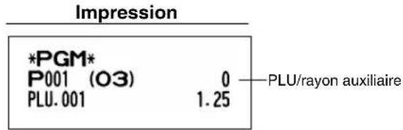 Impression *PGM* P001 (O3) 0 PLU. 001 1.25 PLU/rayon auxiliaire