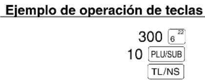 Ejemplo de operación de teclas 300 22 6 10 PLU/SUB TL/NS