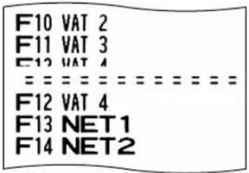 F10 VAT 2 F11 VAT 3 F12 VAT 4 = = = = = = = = = = = F12 VAT 4 F13 NET1 F14 NET2