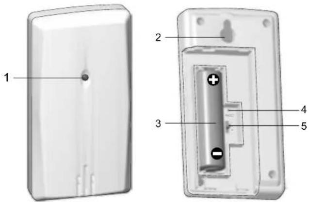 Diagram of a battery pack with labeled components including one, two, and three views
