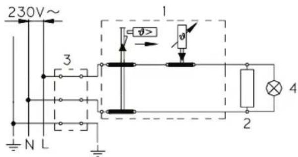230V~ 1 3 v> v> N L 2 4