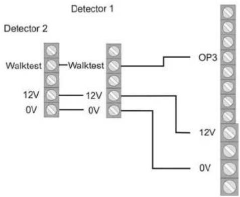 Detector 1 Detector 2 Walktest — Walktest 12V — 12V 0V — 0V OP3 12V 0V