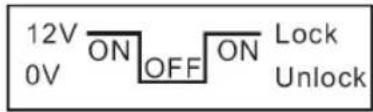 12V ON OFF ON Lock 0V Unlock