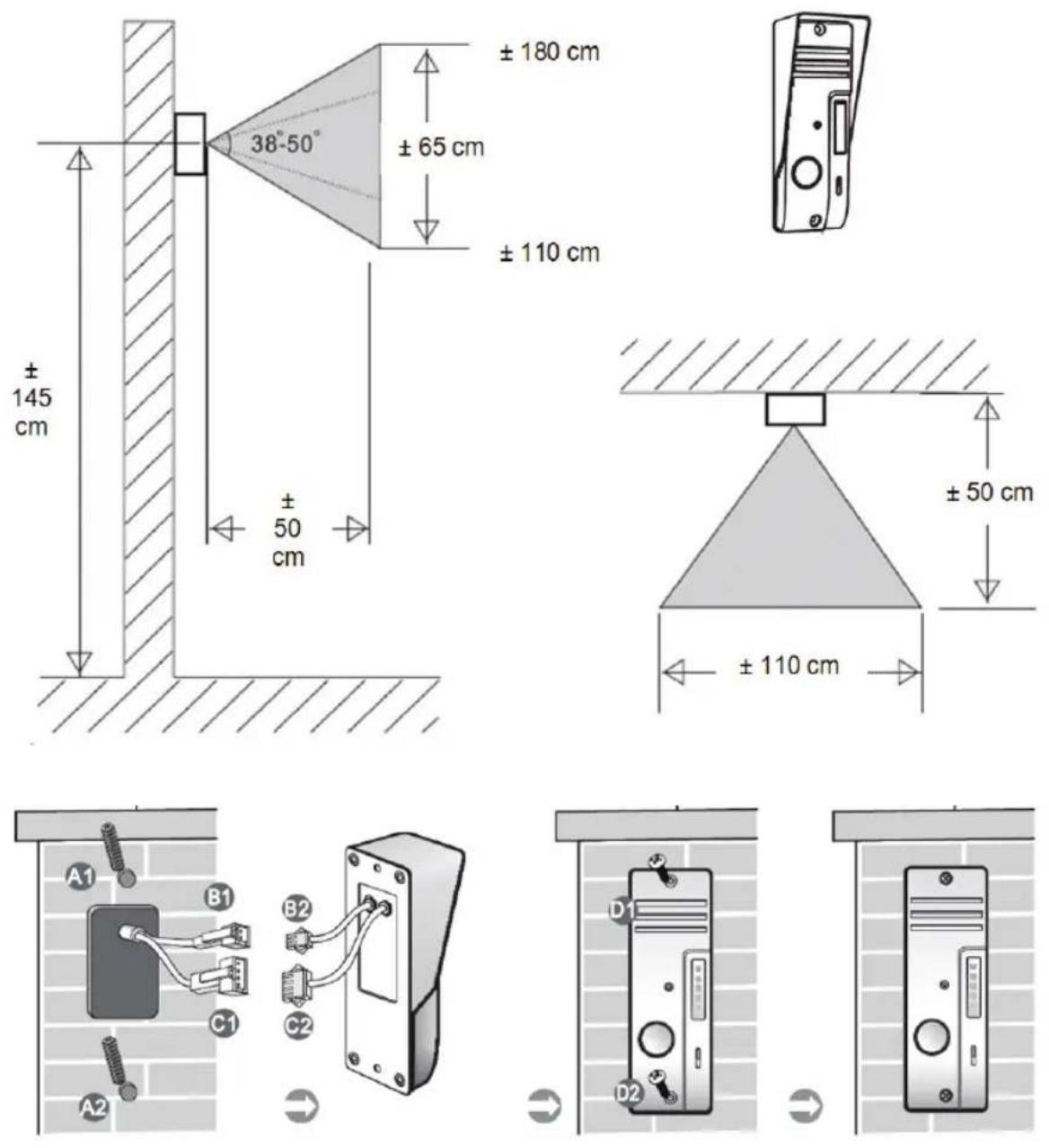 KONIG SEC-PH360 - Instalarea monitorului din interior: - 2