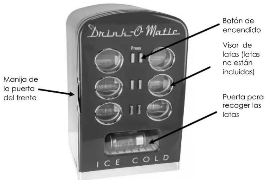Drink-O-Matic Press Botón de encendido Visor de latas (latas no están incluidas) Manija de la puerta del frente PUERTA PARA recoger las latas ICE COLD