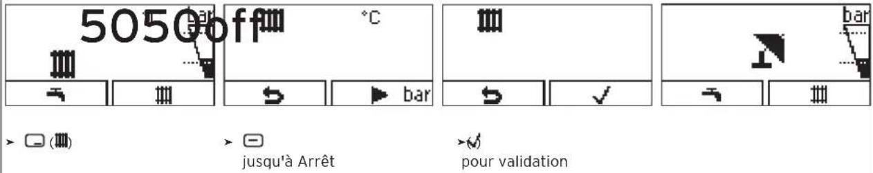 505G off °C bar jusqu'à Arrêt pour validation
