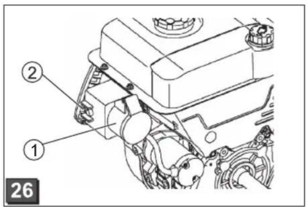 Technical diagram of an engine assembly with numbered components and part number 26
