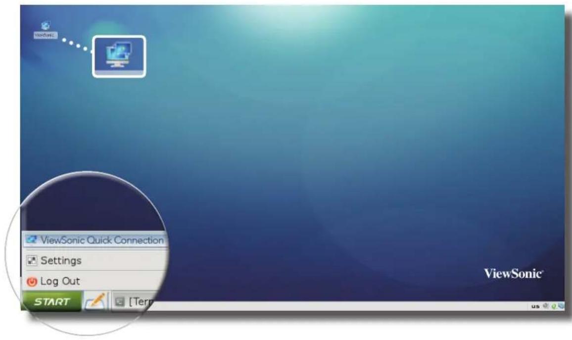 ViewSonic ViewSonic Quick Connection Settings Log Out START [Temp] ViewSonic®
