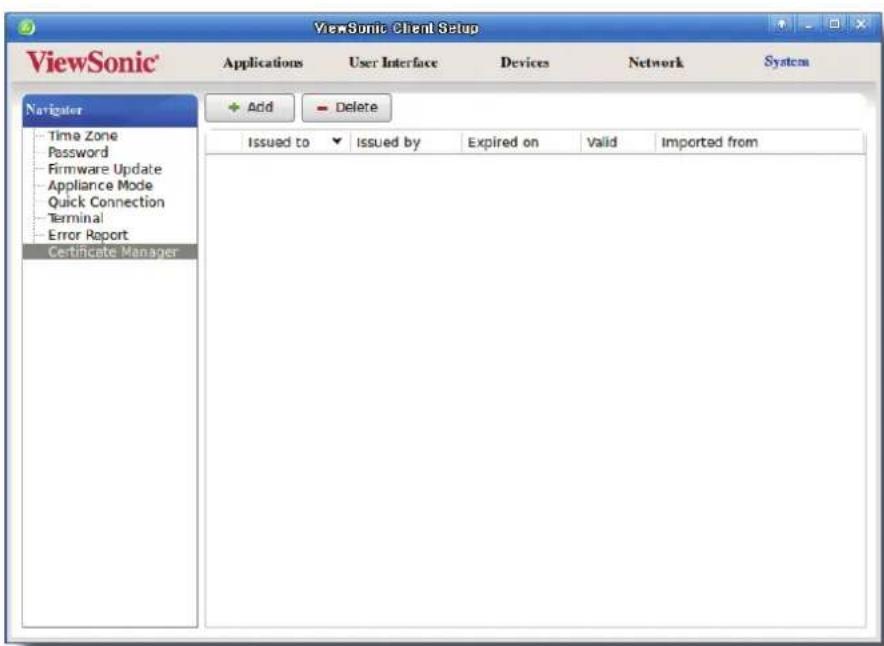 VIEWSONIC SC-T35 - Importation des certificats via un dispositif de stockage USB - 1