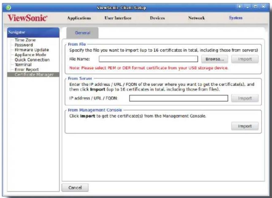 VIEWSONIC SC-T35 - Importation des certificats via un dispositif de stockage USB - 2