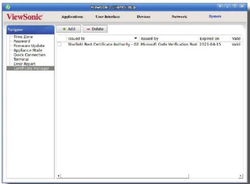 VIEWSONIC SC-T35 - Importation des certificats via un dispositif de stockage USB - 3