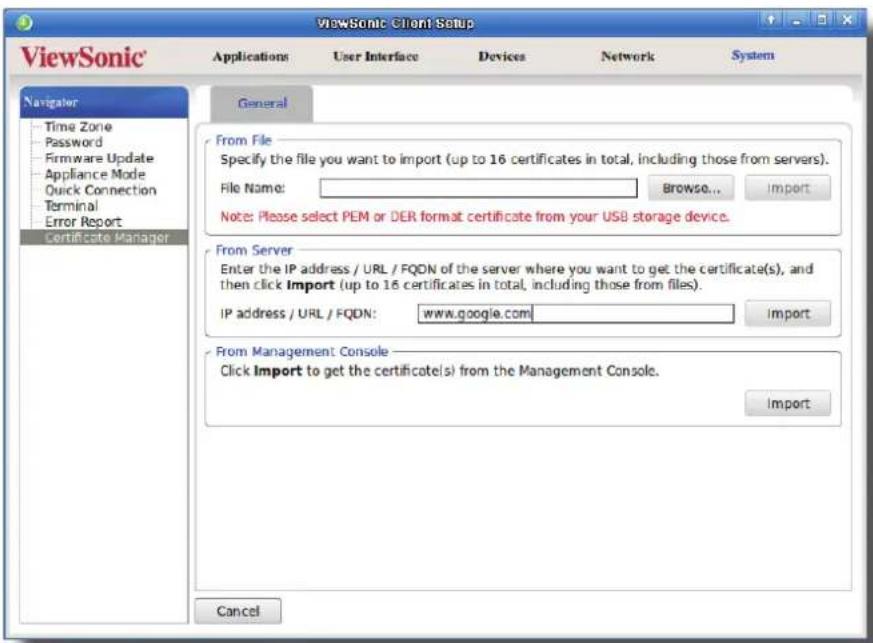 VIEWSONIC SC-T35 - Importation des certificats via un dispositif de stockage USB - 4