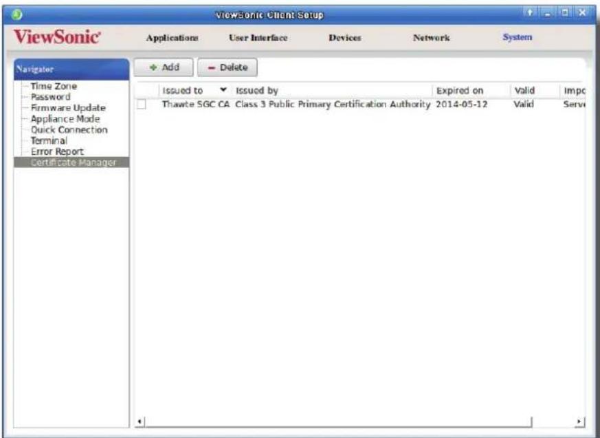 VIEWSONIC SC-T35 - Importation des certificats via un dispositif de stockage USB - 5