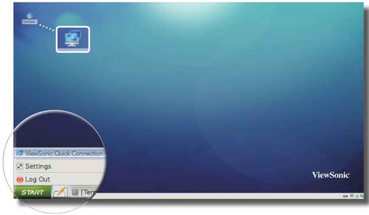 ViewSonic ViewSonic Quick Connection Settings Log Out START [Term ViewSonic