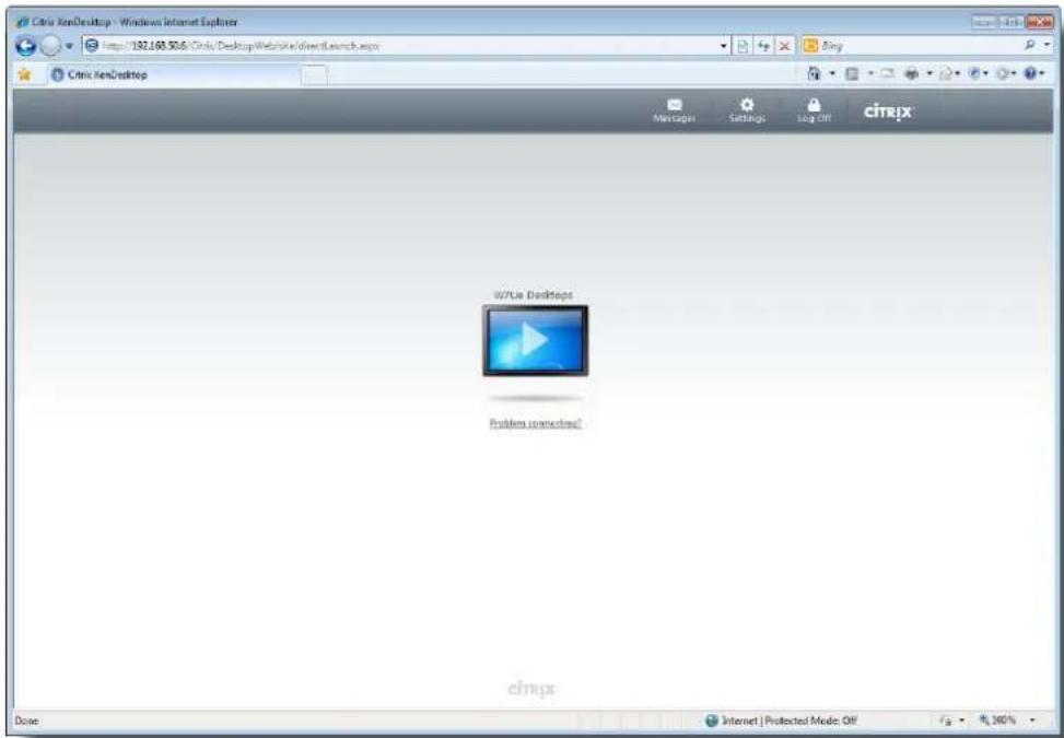 Cite XenDesktop - Windows Internet Explorer http://192.168.50.6/CiteXenDesktop/Website/disclosure.aspx CiteXenDesktop Messages Settings Log Off cimpx W/Lia Desktops Problem processing? clmpx Dose Internet | Protected Mode: Off % 30%