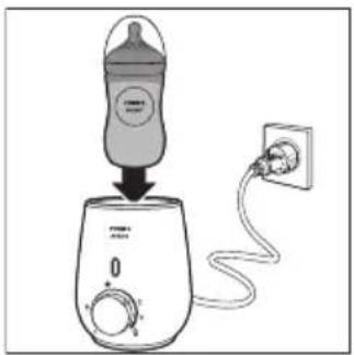 PHILIPS Avent SCF355 - Stecken Sie den Gerätestecker in die Steckdose. Stellen Sie die Flasche oder den Behälter in den Fläschchenwärmer. - 1