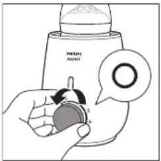 PHILIPS Avent SCF355 - Coloque novamente o botão na posição desligada quando o biberão/recipiente for retirado do aquecedor de biberões. - 1