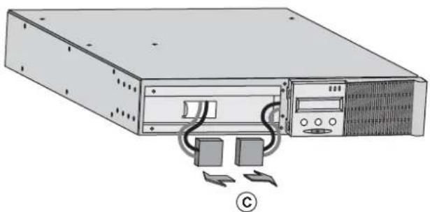 Illustration of a server rack with two USB drive units and cable connections (no text or symbols)