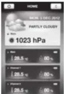 HOME MORE 5 DEC 2012 PARTLY CLOUDY ● More 1023 hPa ● More 28.5 °C 80 % ● Current 1 28.5 °C 80 % ● Current 2 28.5 °C 80 %