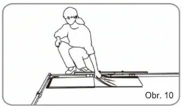 Line drawing of a person sitting on a bench with a tool, no text or symbols present