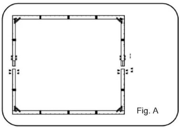 Pure geometric diagram of a square frame with corner markers, no text or symbols present